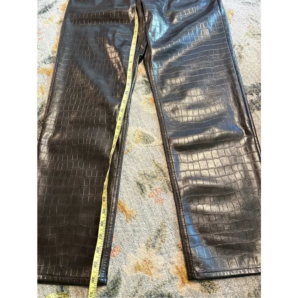 GAP High Rise Vegan Croc Leather Cheeky Straight Pants 32 14 Long Tall NWT